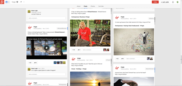 Virgin Google+ Page