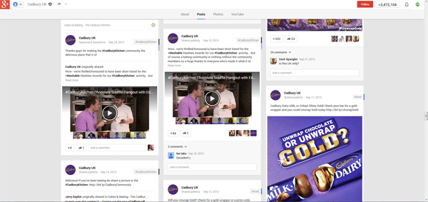 Cadbury Google+ Page