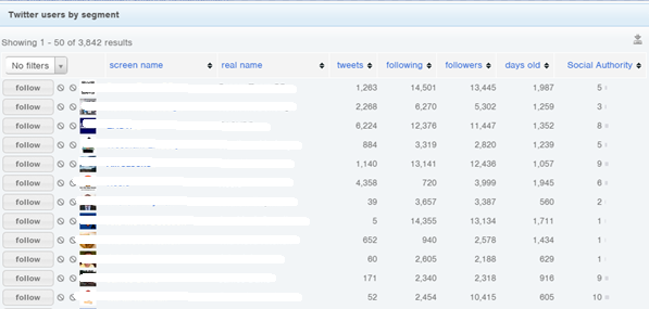 Twitter users by segment